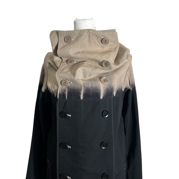 Y'S BY YOHJI YAMAMOTO Y2K Funnel Neck Wool Double-Breasted Dip-Dyed Long Jacket - Picture 3 of 16